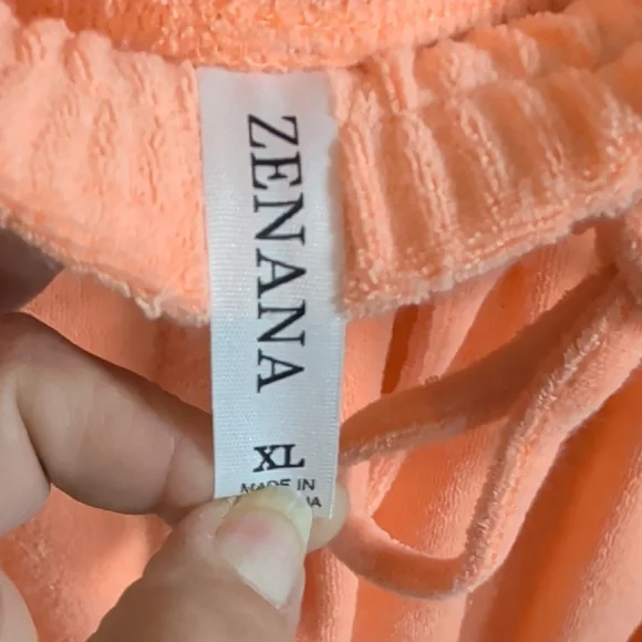 Zenana Outfitters Peach Terry Drawstring Athletic Shorts - Picture 2 of 3
